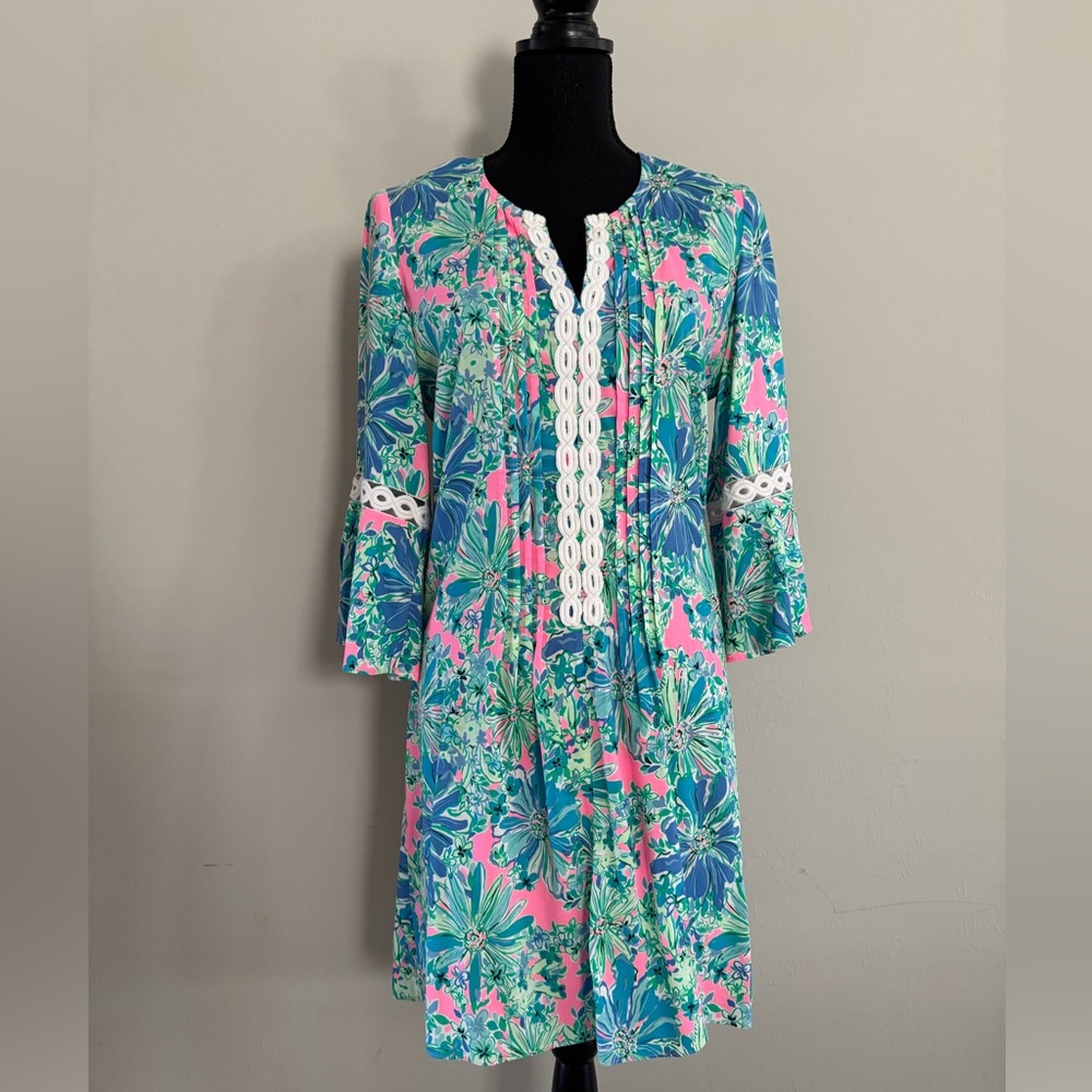 Lilly Pulitzer Hollie Tunic Dress “Good Hare Day” Soleil Pink Sz S